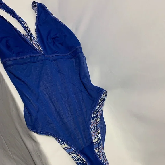 BOGO Sea Level Australia V Neck One Piece Swimsuit Blue White Pink Women Size 14 - Picture 8 of 13
